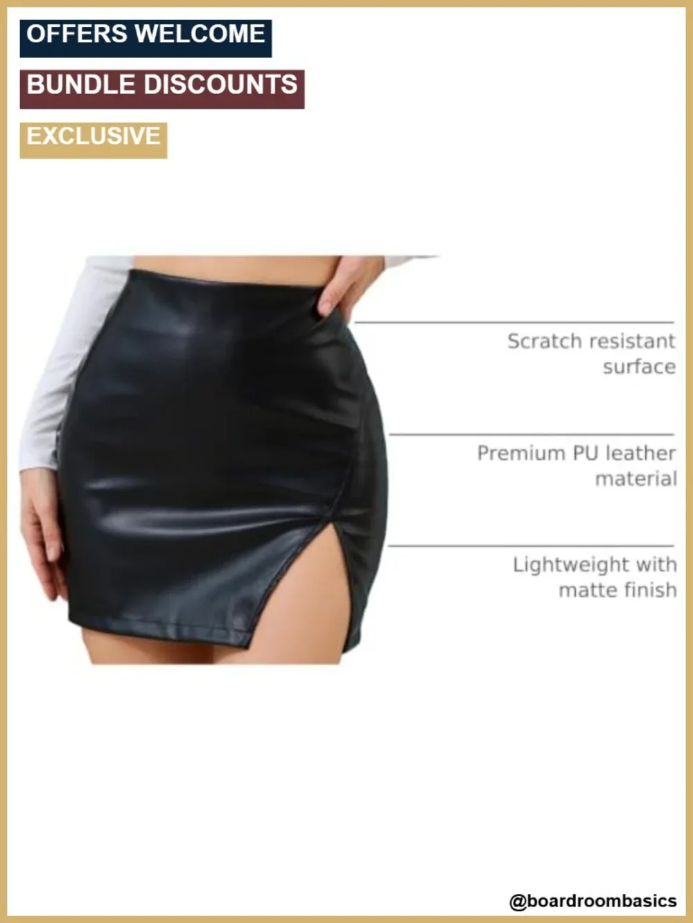 PU Leather Pencil Skirt - Wrap Design with Slit & Bodycon Fit, Stretchy Faux
